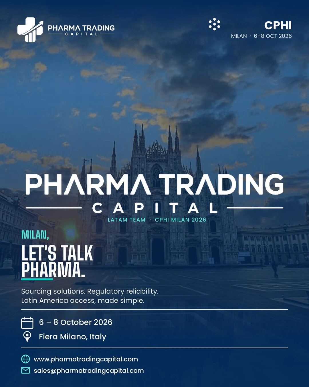 Pharma Trading Capital en CPHI Milán, 6–8 de octubre de 2026, Fiera Milano